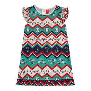 H&H Girls' Christmas Frill Knit Nightie