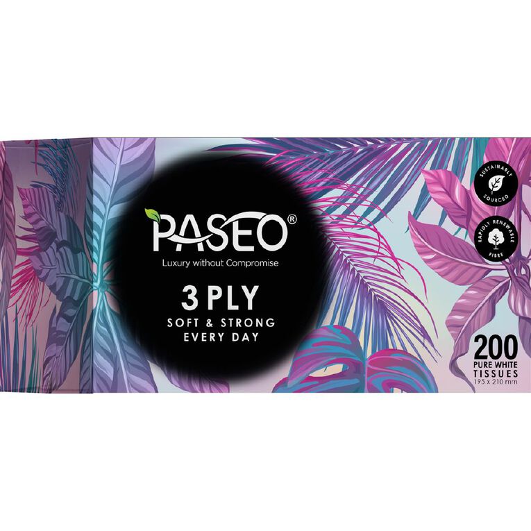 Paseo Pure White Facial Tissues 200s