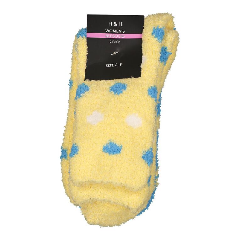 H&H Women's Bed Socks 2 Pack Yellow Mid The Warehouse