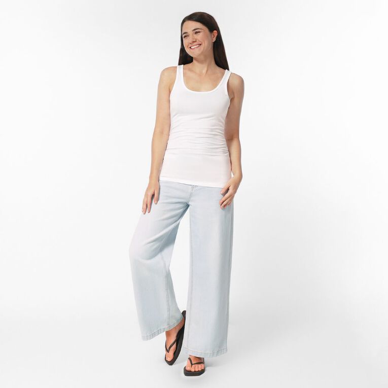H&H Women's Essential Stretch Longline Tank, White, hi-res