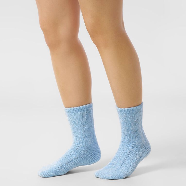 H&H Women's Chenille Crew Socks 2 Pack, Blue, hi-res