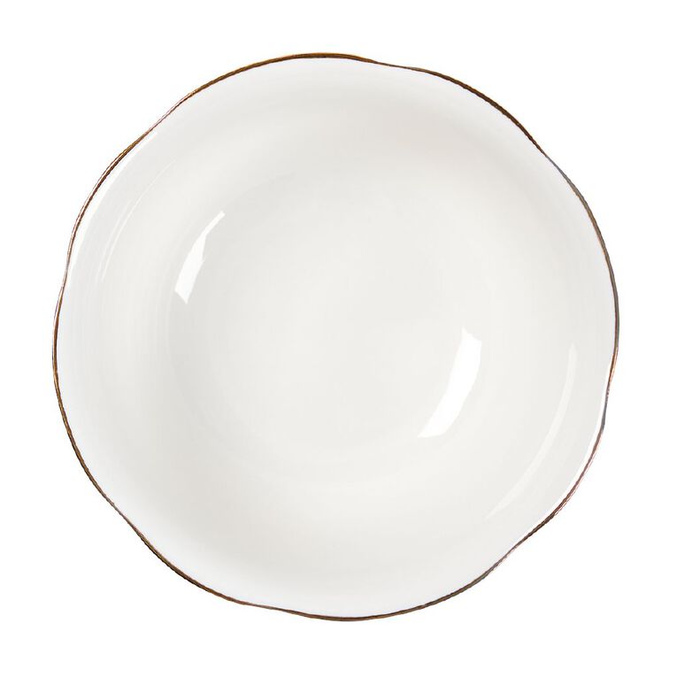 Living & Co Glamour Gold Rimmed Soft Scallop Bowl Ivory, , hi-res