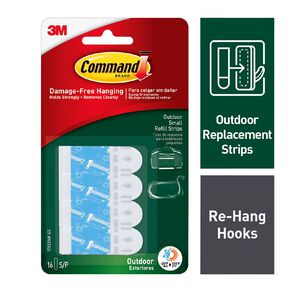 Command Outdoor Foam Strip Refills Small 16 Pack