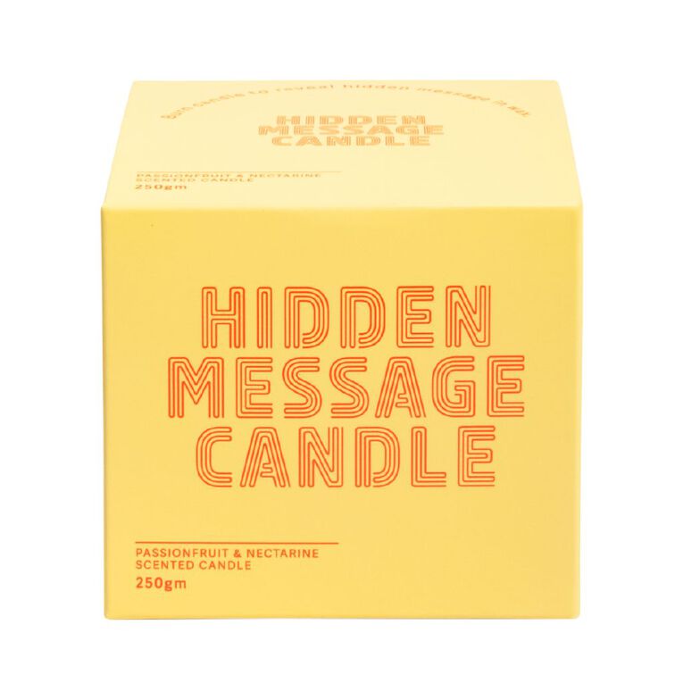 Living & Co Hidden Message Candle Passionfruit & Nectarine Yellow 250g, , hi-res