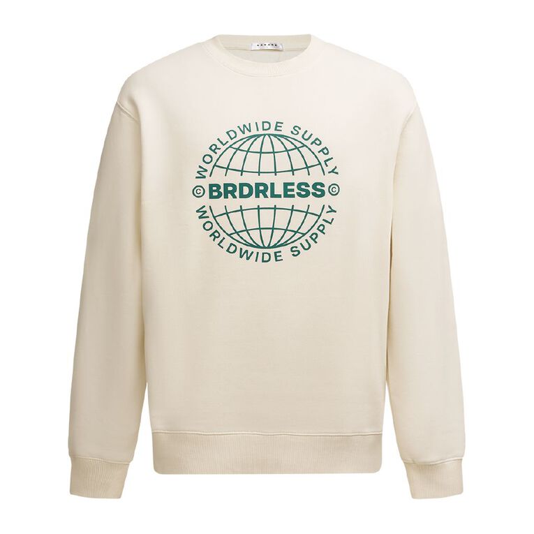 Garage Men's Graphic Crewneck Sweatshirt, Cream, hi-res