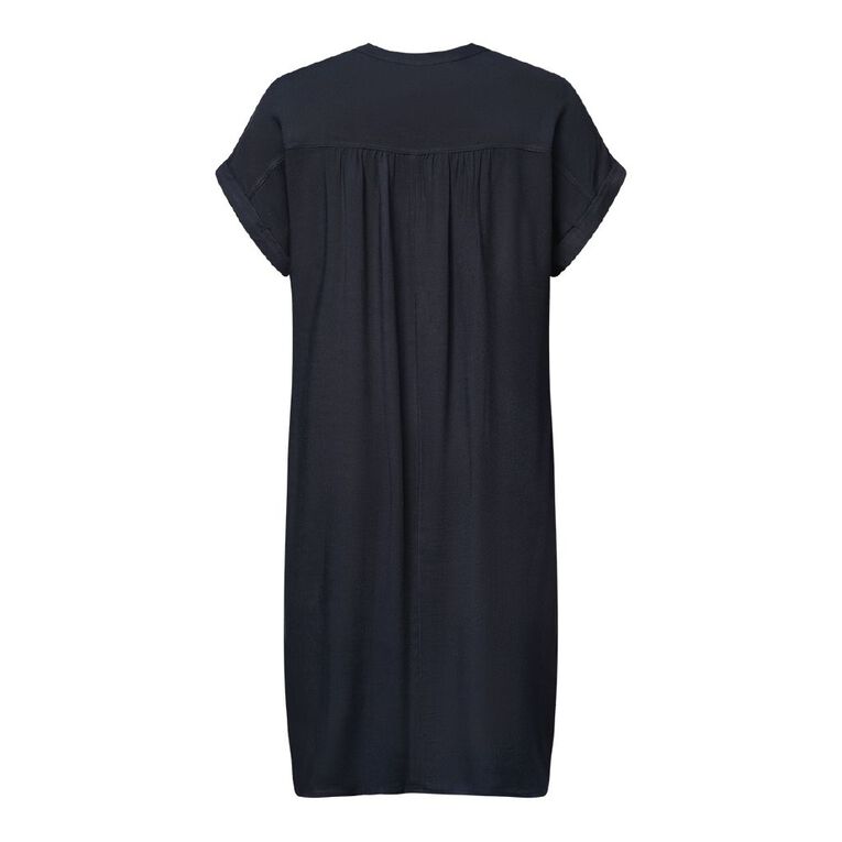H&H Women's Short Sleeves Pop Over Tunic, Navy, hi-res