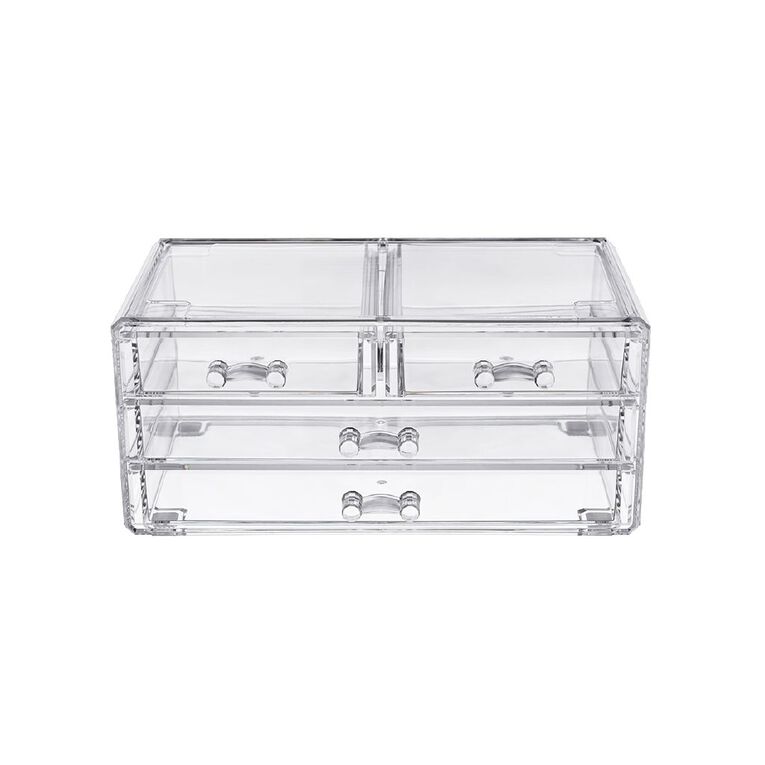 Living & Co Makeup Organiser 4 Drawer Clear, , hi-res