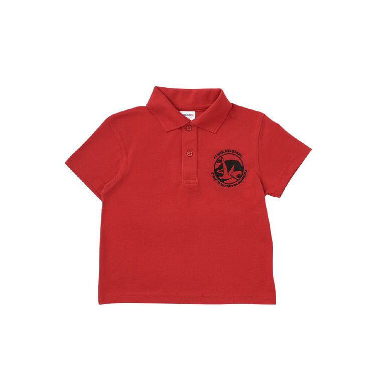 Schooltex Pt England School Short Sleeve Polo with Embroidery, Red Mid, hi-res