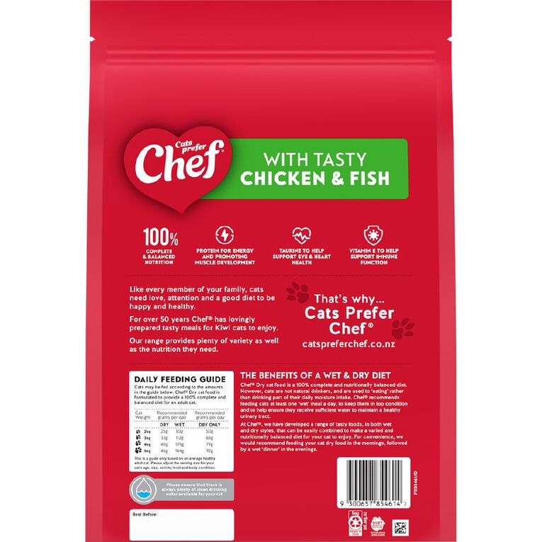 Chef With Tasty Chicken And Fish Cat Food 2kg, , hi-res