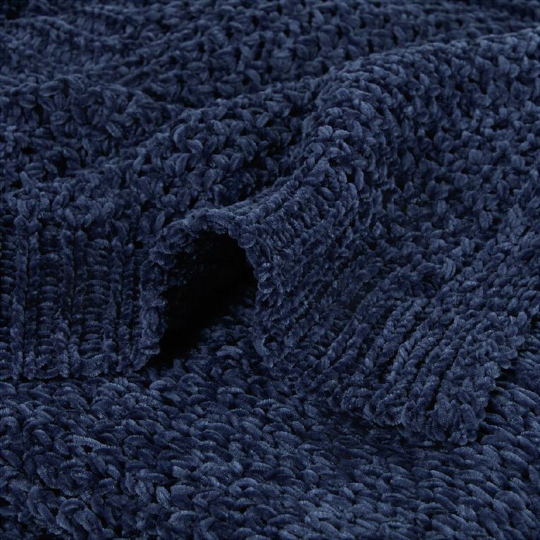 Living & Co Throw Chenille Blue 127cm x 152cm, , hi-res