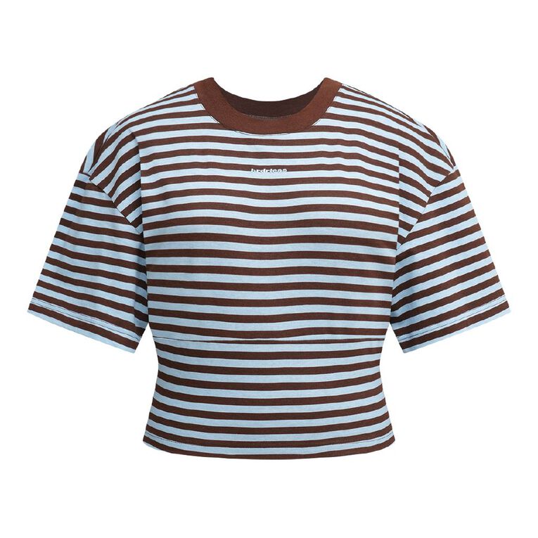 BRDRLESS Sloane Crop Short Sleeve Tee, White/Black, hi-res