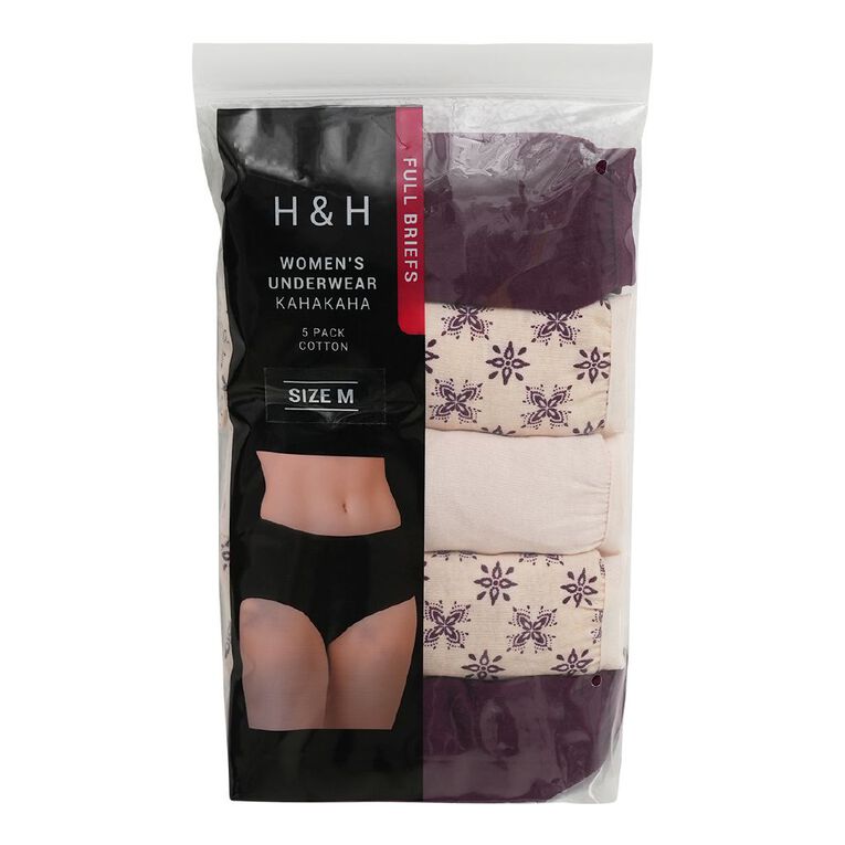 H&H Women's Full Briefs 5 Pack, Purple Dark, hi-res
