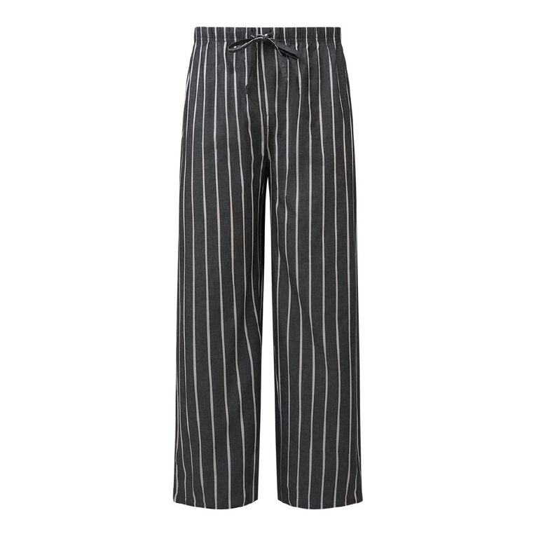 H&H Men's Woven Pyjama Pants, Black, hi-res