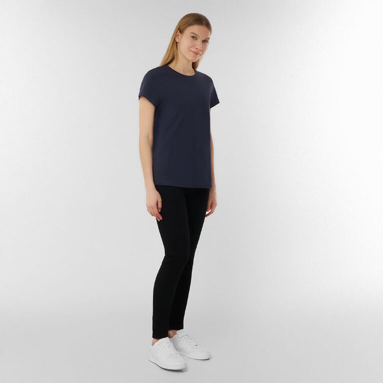 H&H Women's Short Sleeve Crew Neck Tee, Blue Dark, hi-res