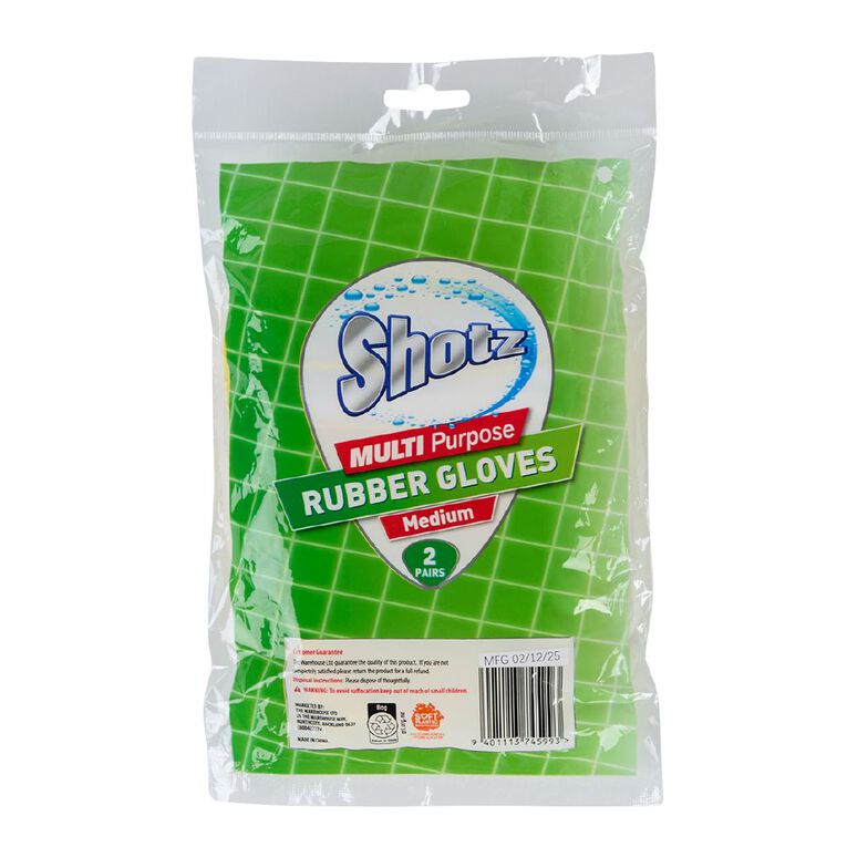 Shotz Rubber Gloves Medium 2 Pairs