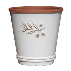 Kiwi Garden Glazed Terracotta Shaped Pot 30cm White