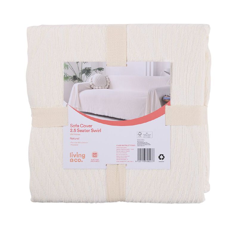 Living & Co Sofa Cover 2.5 Seater Wave Natural, , hi-res