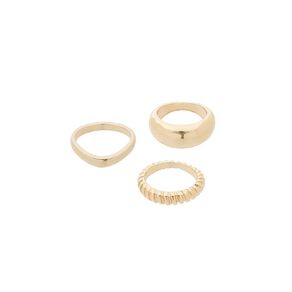 H&H Smooth Organic Shape Gold Ring Set 3 Pieces