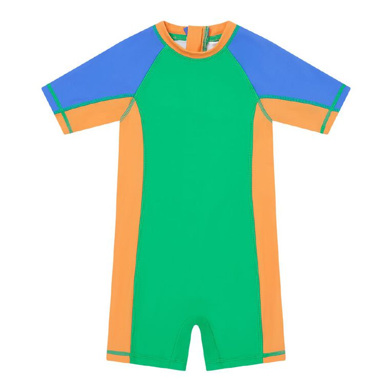 Young Original Short Sleeve Plain Rashsuit, Green Mid, hi-res