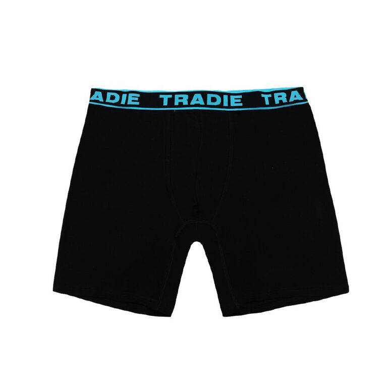 Tradie Big Fella Long Leg Trunks, Black/Blue, hi-res