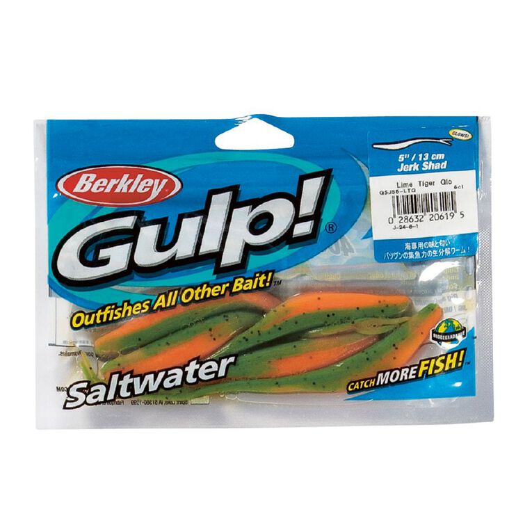 Berkley Gulp! Soft Bait Lime Tiger Glow 5 Inch, , hi-res