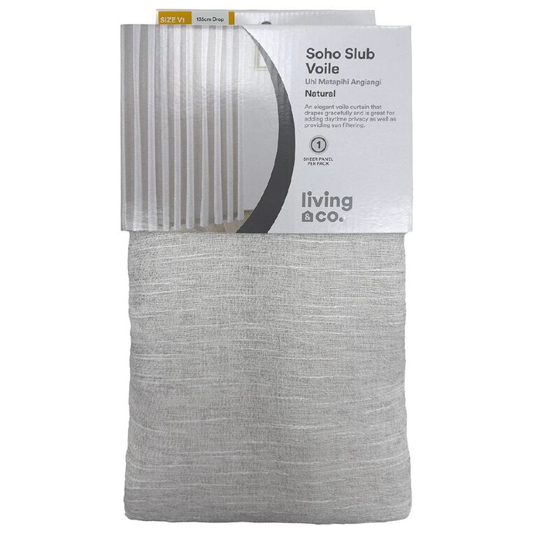 Living & Co Soho Slub Voile Natural 90-180cm Wide/135cm Drop, , hi-res