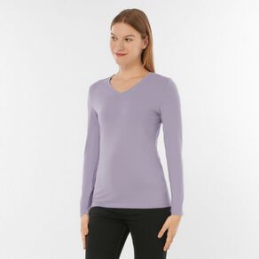 H&H Women's Essential Stretch Long Sleeve V-Neck Top