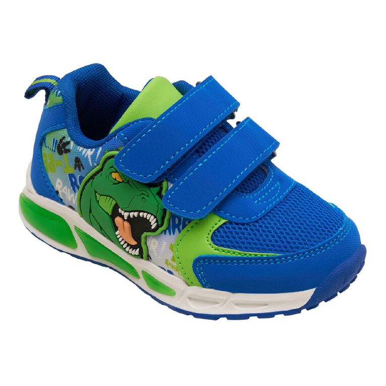 Active Intent Junior Kids' Dino Light Trainers, Blue, hi-res