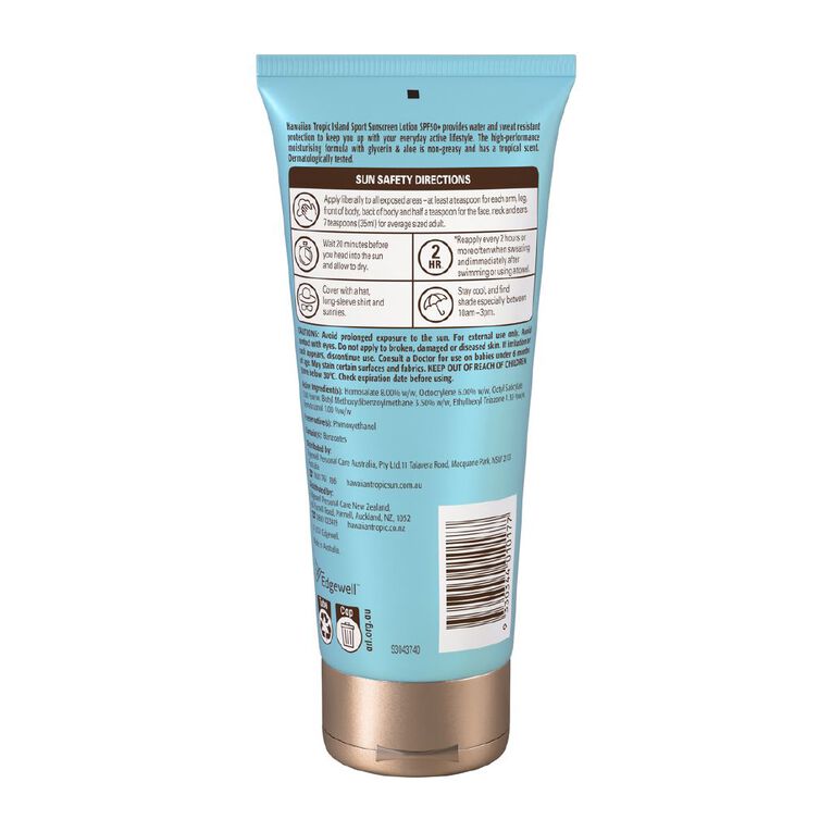 Hawaiian Tropic Island Sport Sunscreen Lotion SPF50+ 180ml, , hi-res