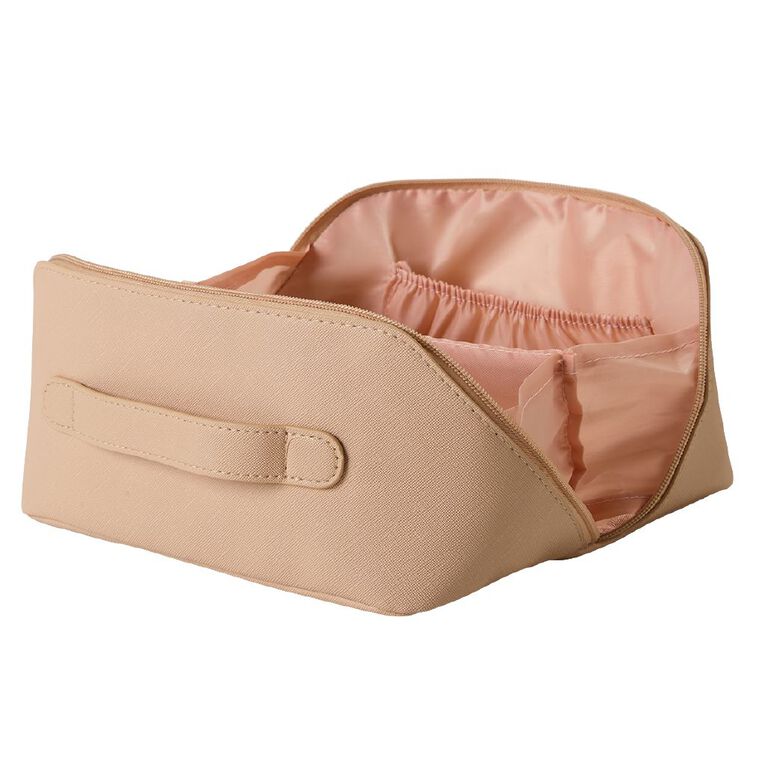 Poppi Zip Open PU Cosmetic Bag Tan, , hi-res