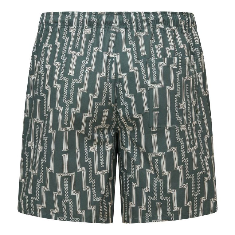Karanga Ink Men's Shorts, Green Dark, hi-res