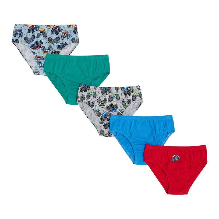 H&H Boys' Briefs 5 Pack, Blue/Grey, hi-res