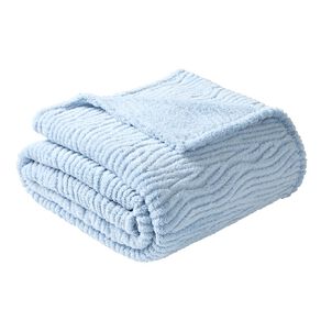 Living & Co Jacquard Sherpa Blanket Blue Queen