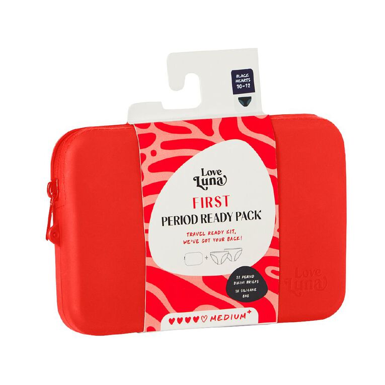 Love Luna Teen First Period Bikini Briefs Kit 2 Pack, Red, hi-res