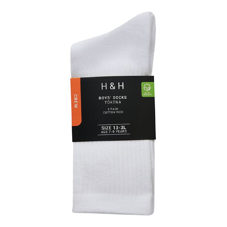 H&H Boys' Rib Fashion Crew Socks 5 Pack, Green Mid, hi-res