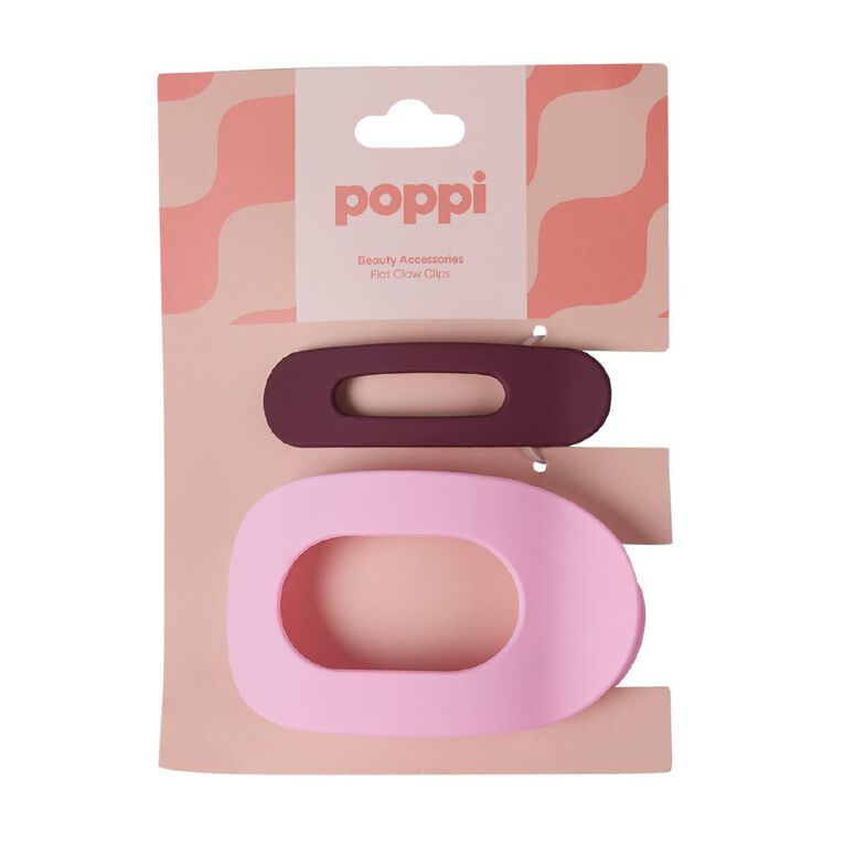 Poppi Hair Clips Burgundy 2 Pack, , hi-res
