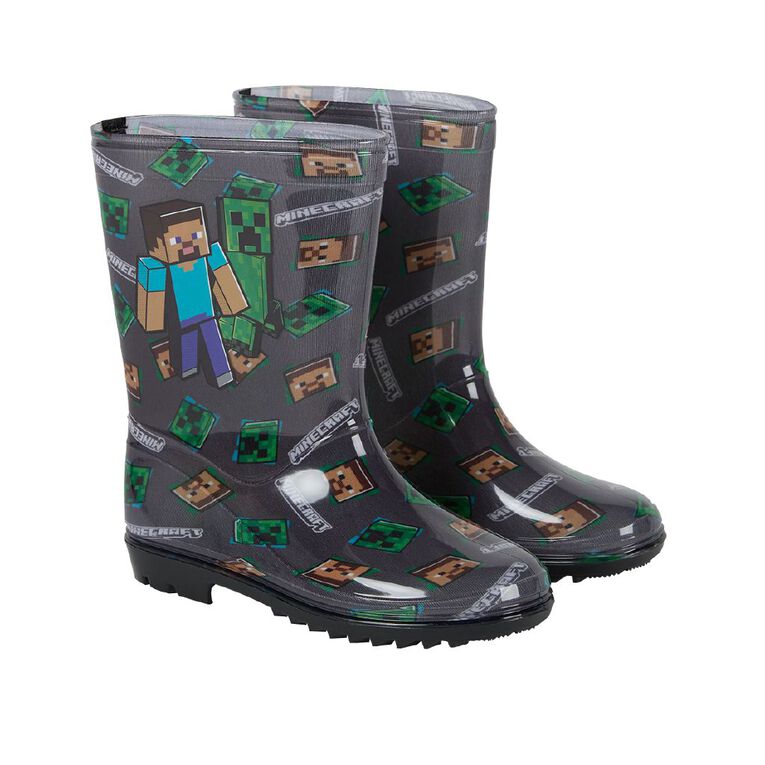 Minecraft Senior Kids' PVC Gumboots, Grey, hi-res