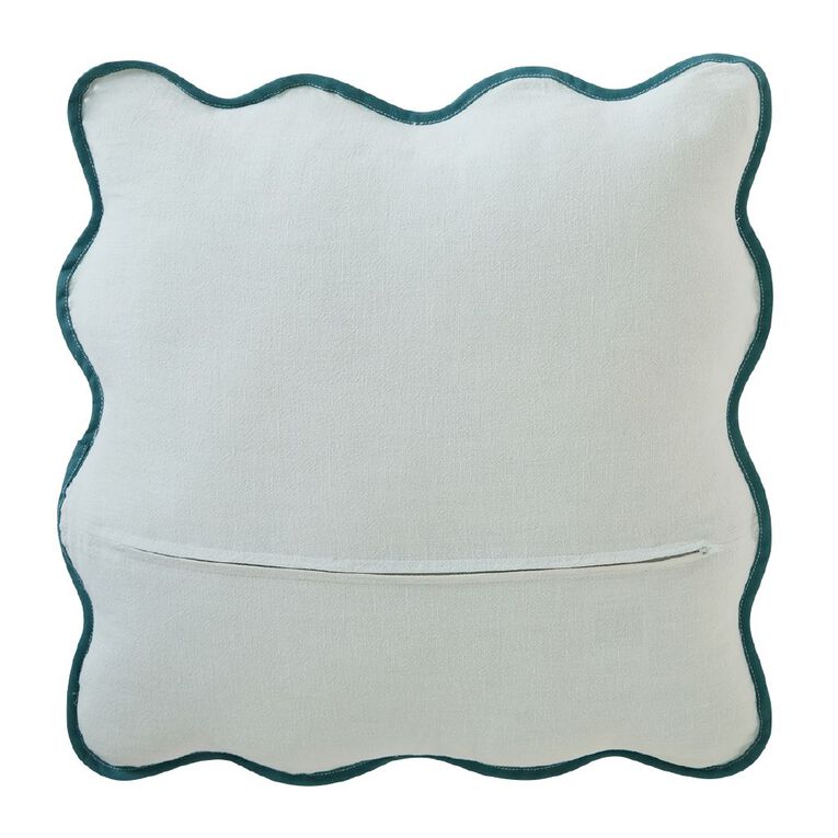 Living & Co Cushion Linen Rich Scallop Green 50cm x 50cm, , hi-res