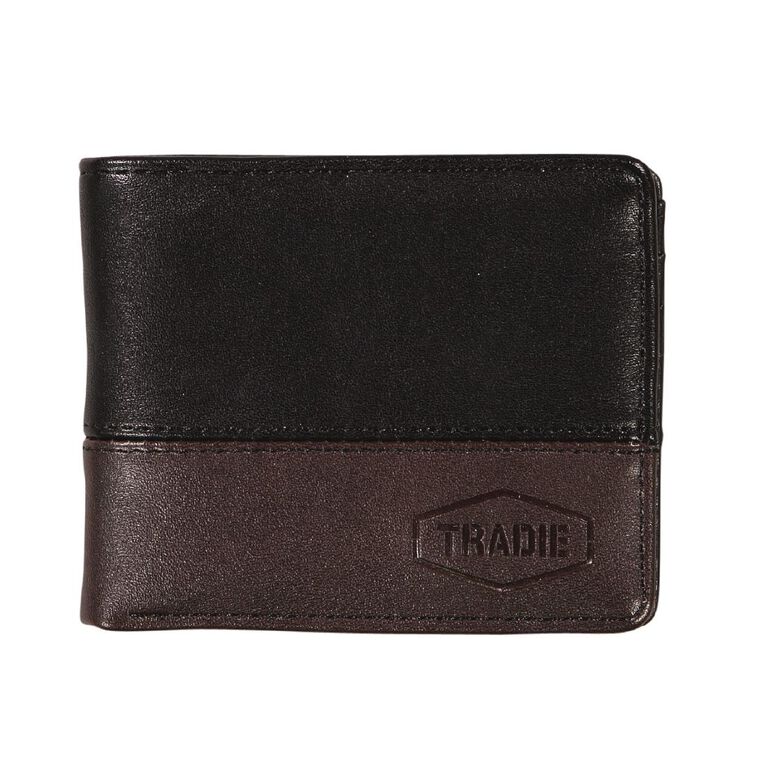 Tradie Leather Look Wallet, Black, hi-res
