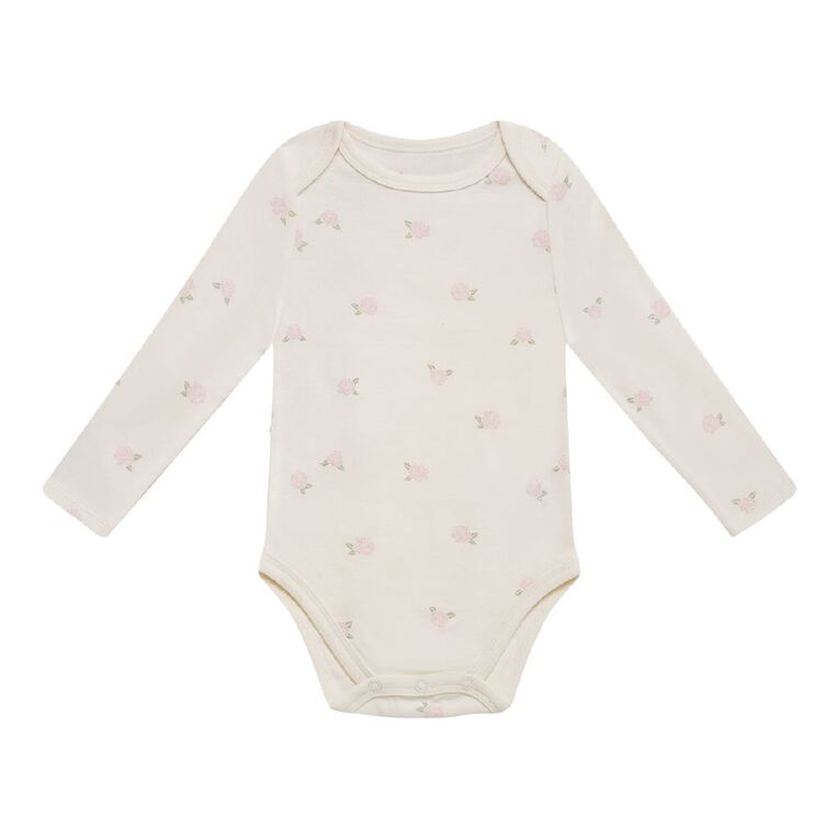 Young Original Babies' Long Sleeve Printed Bodysuit 3 Pack, Pink Light, hi-res