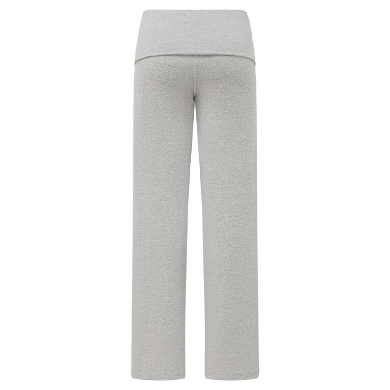 H&H Women's Brushed Knit Rib Fold Over Lounge Pants, Grey Mid, hi-res