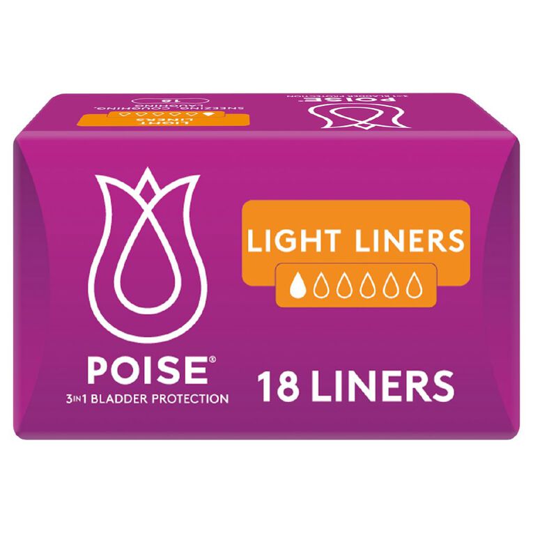 Poise Light Liners 18 Pack, , hi-res