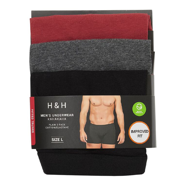 H&H Men's Trunks 3 Pack, Red Dark, hi-res