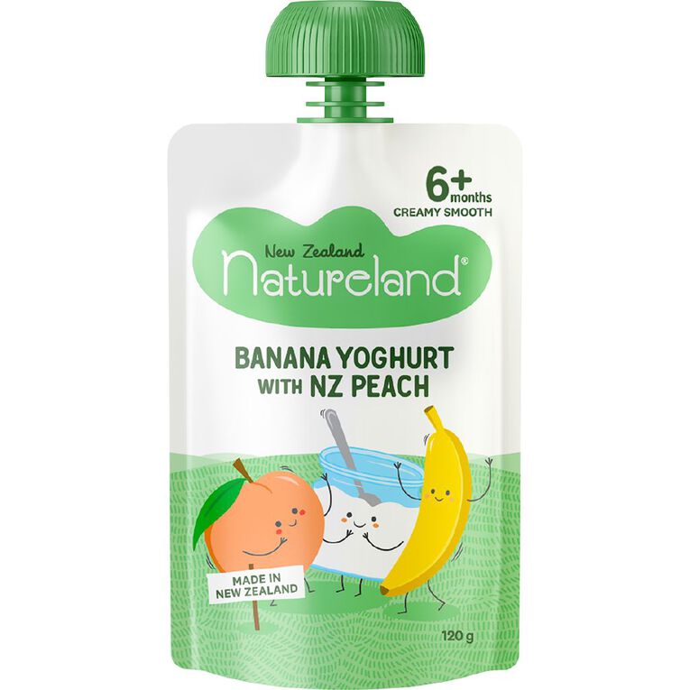 Natureland Banana Yoghurt with NZ Peach 120g, , hi-res