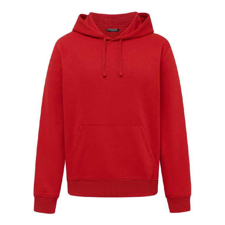 H&H Men's Plain Hoodie Sweatshirt, Red Mid, hi-res