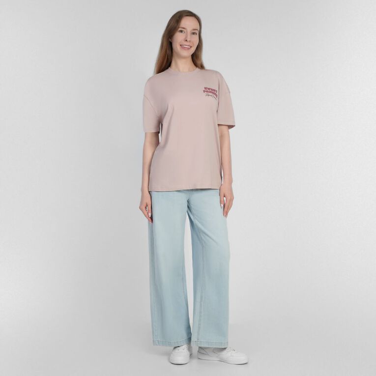 H&H Women's Short Sleeve Boyfriend Graphic Tee, Purple Light, hi-res