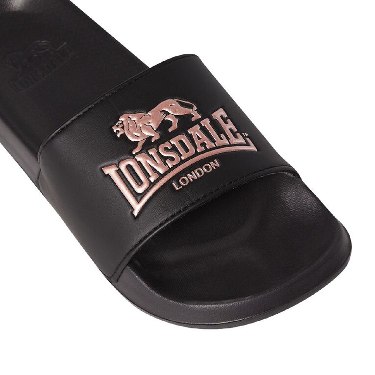 Lonsdale Women's Slides, Black, hi-res