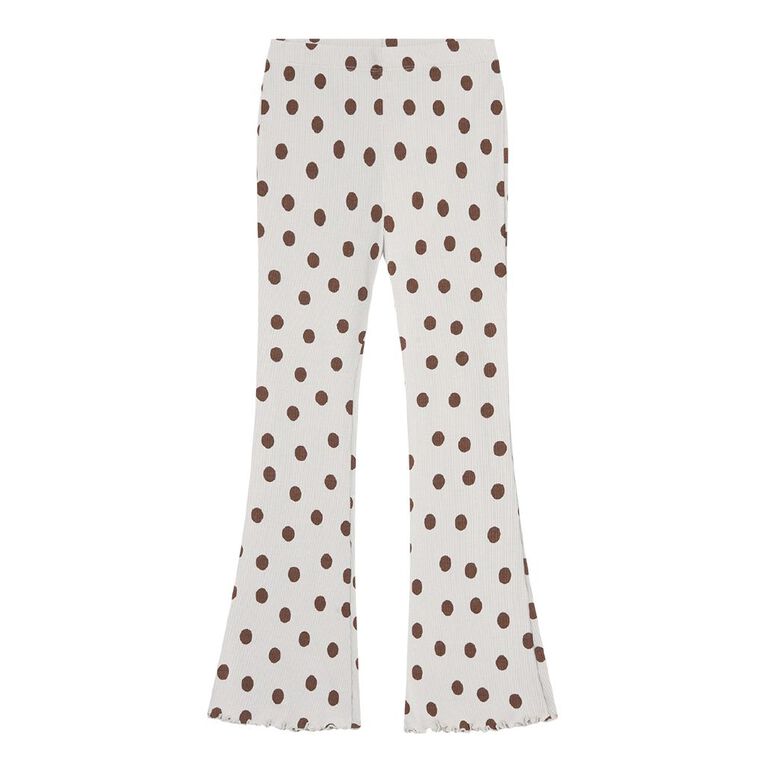 Young Original Printed Rib Flare Leggings, Brown Light, hi-res