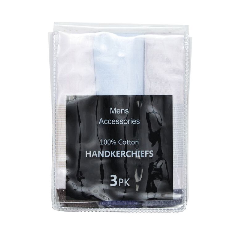 H&H Borders Handkerchief 3 Pack, Black W25, hi-res