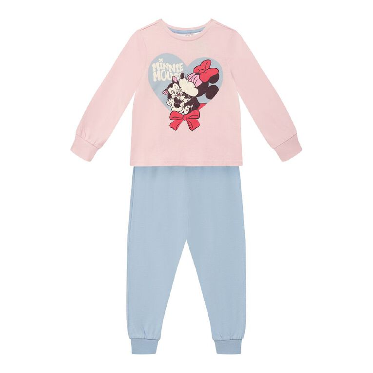 Minnie Mouse Girls' Long Sleeve Knit Pyjama Set, Pink Light, hi-res
